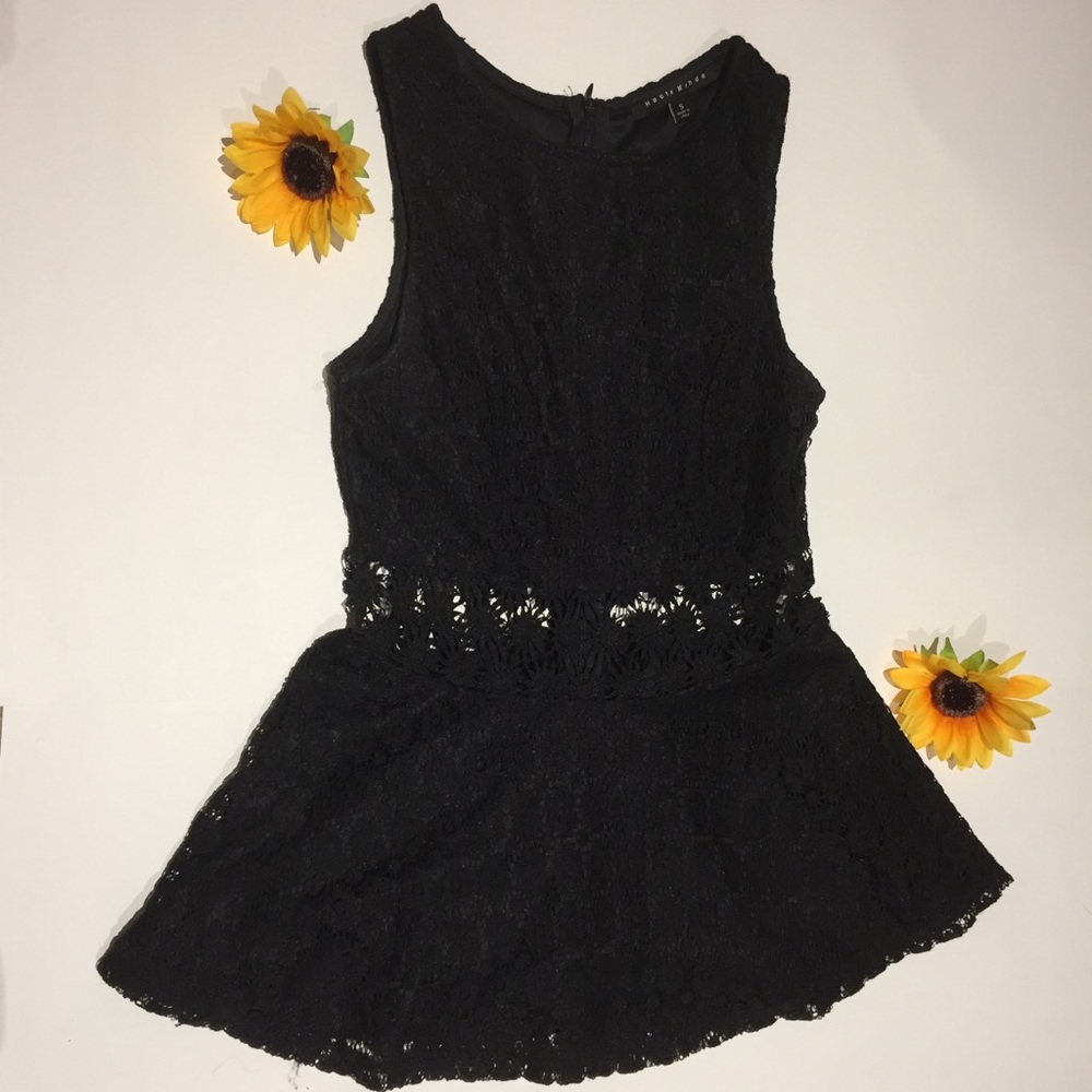 Black Lace Peplum Top